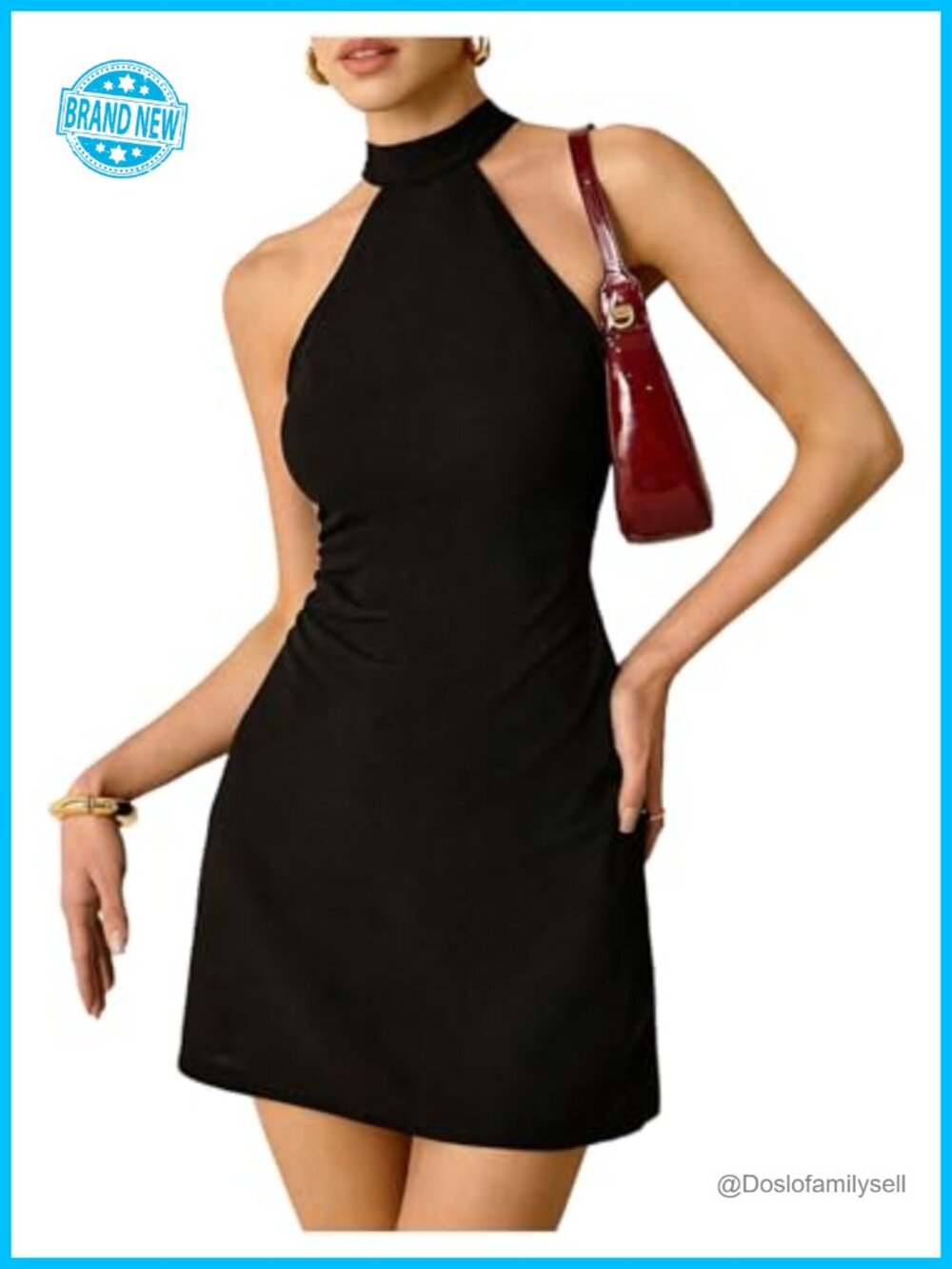 Halter Mini Dress Bodycon Backless Bow Tie Back Sleeveless Club Cocktail